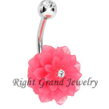 Floraison Crystal ventre banane bague résine rose faux nombril anneaux